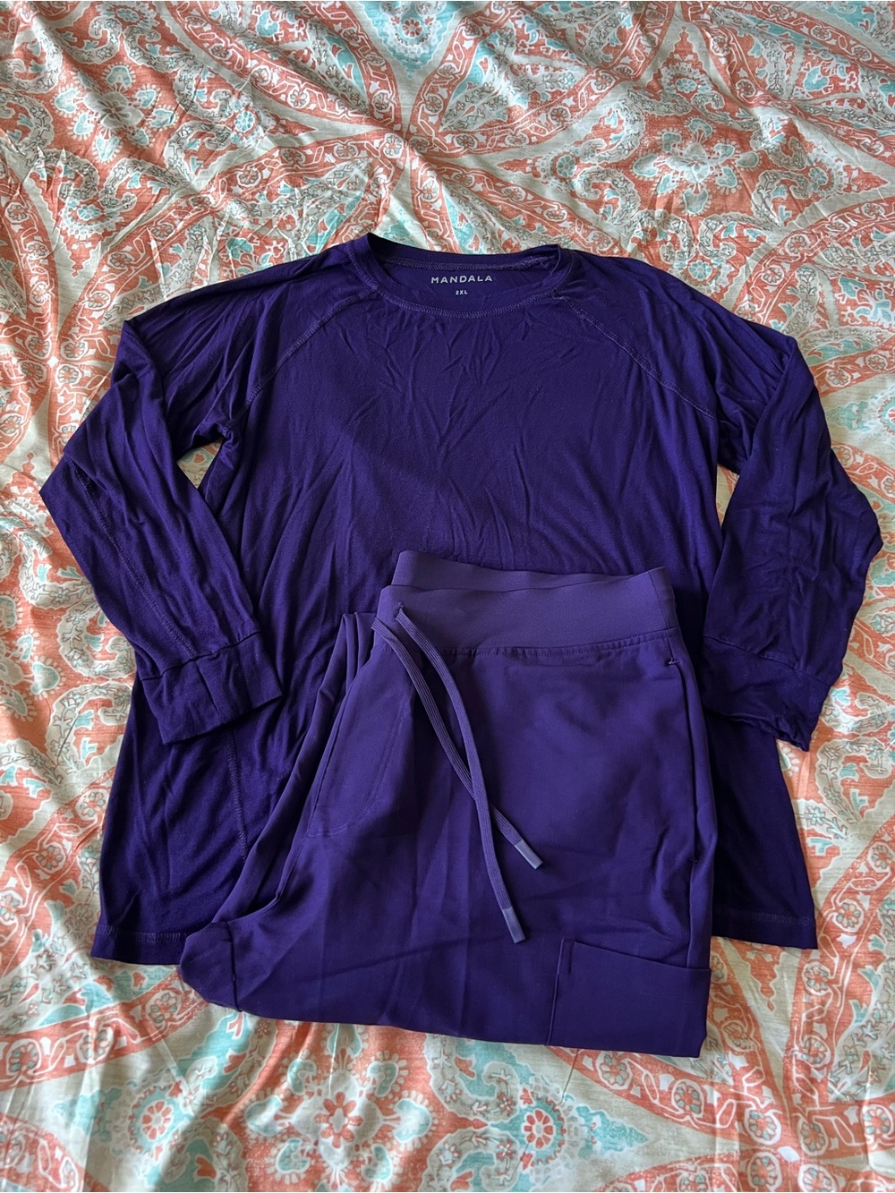 NWOT Mandala Eggplant Scrub Set